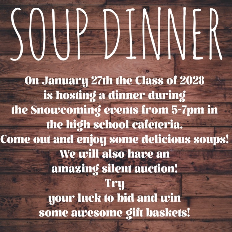 Soup dinner Jan. 27th 5-7